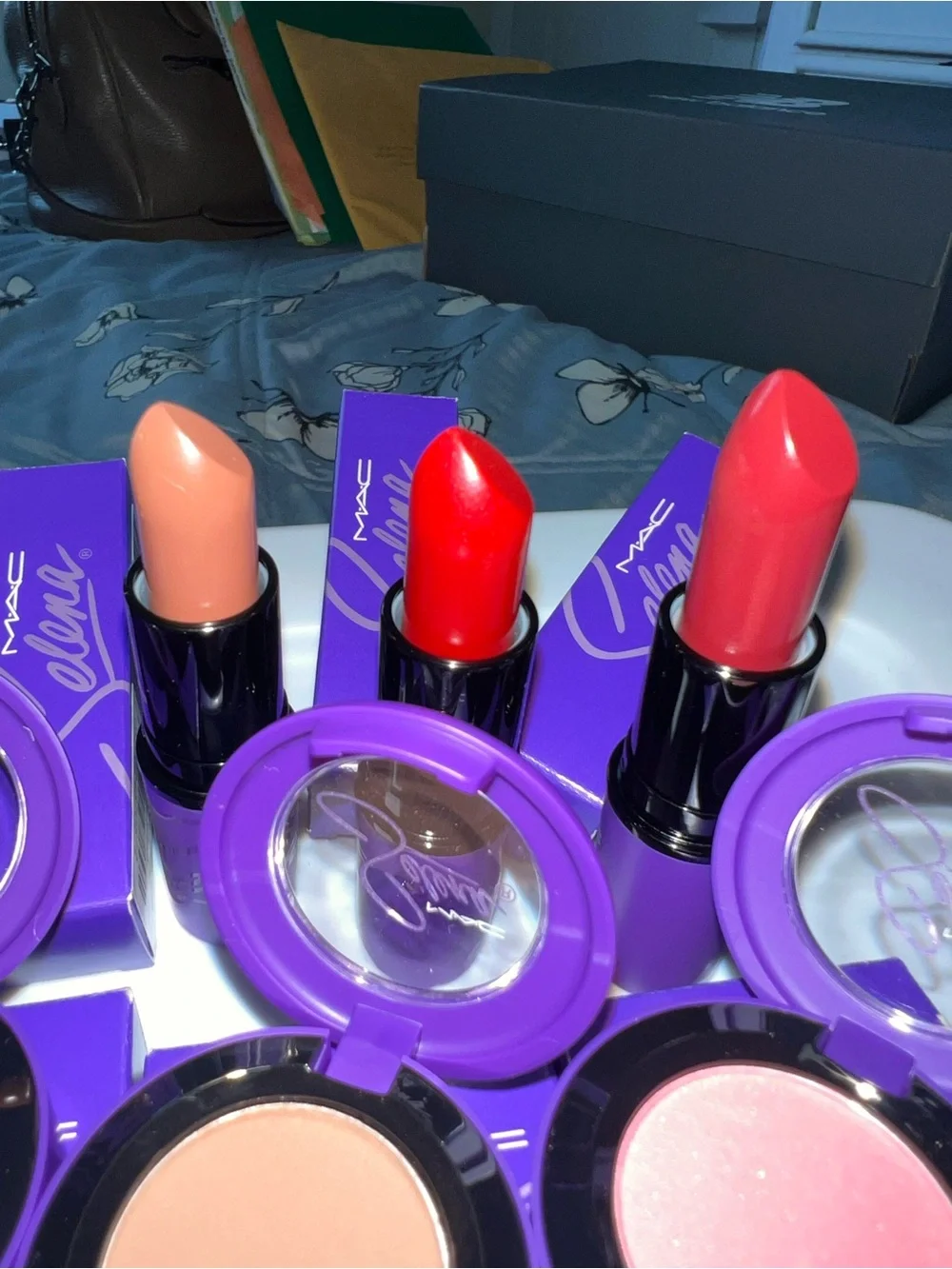 MAC Cosmetics SELENA Eyeshadow & Lipstick Set in Pink, Coral, Nude, Red, Purple